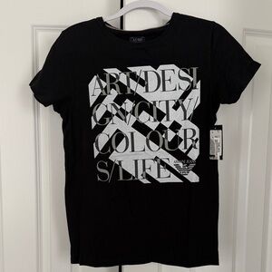 Armani Jeans Slim Black Tee with White Graphic